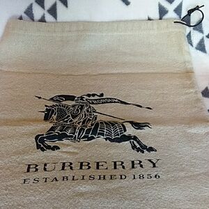 Burberry Beige Logo Drawstring Bag 15 X 11